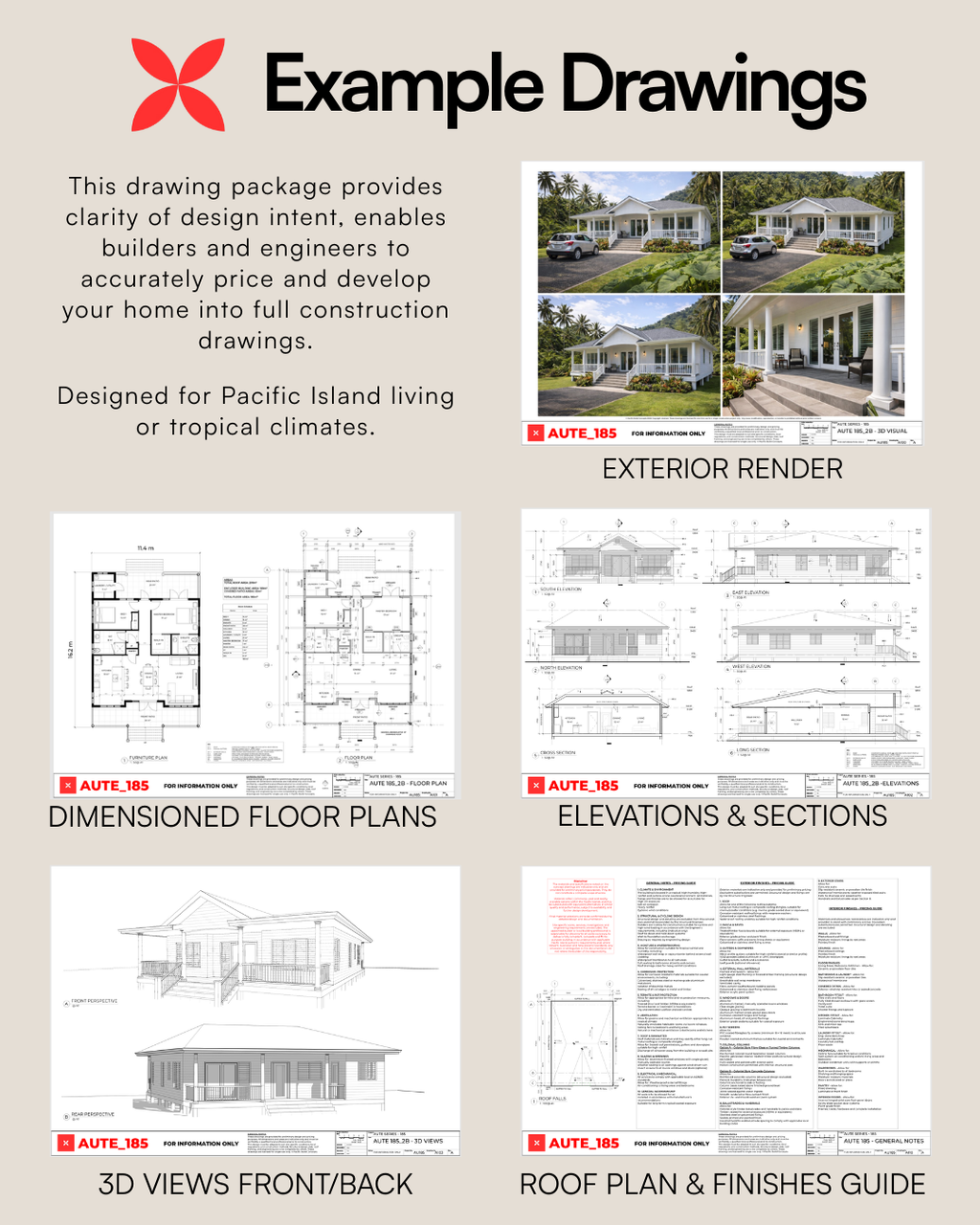 Aute 2 Bedroom Colonial Island House Plan | Tropical Home Design (Metric PDF Download) (Copy)