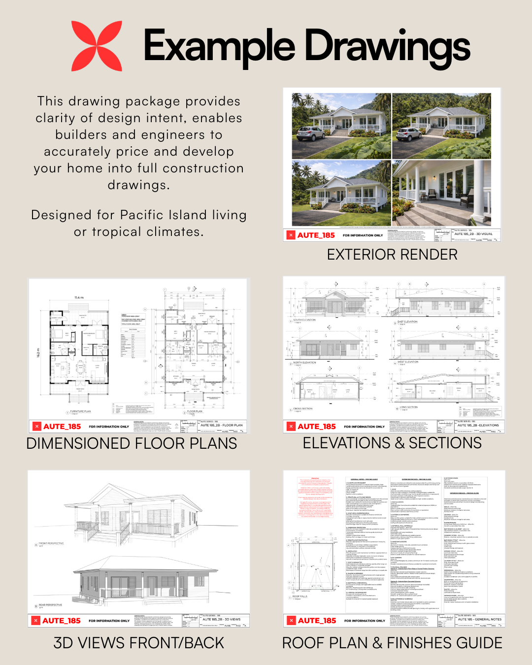 Aute 2 Bedroom Colonial Island House Plan | Tropical Home Design (Metric PDF Download) (Copy)
