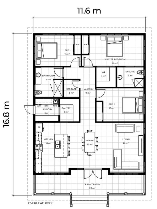 Aute 3 Bedroom Colonial Island House Plan | Tropical Home Design (Metric PDF Download)